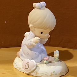 Precious moments figurine age 3 growing in grace little girl & flowers 