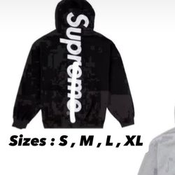 Supreme Hoodie Pullover Black And White