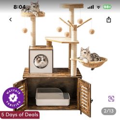 Wayfarer  Cat Tree With Liter Box Enclosure