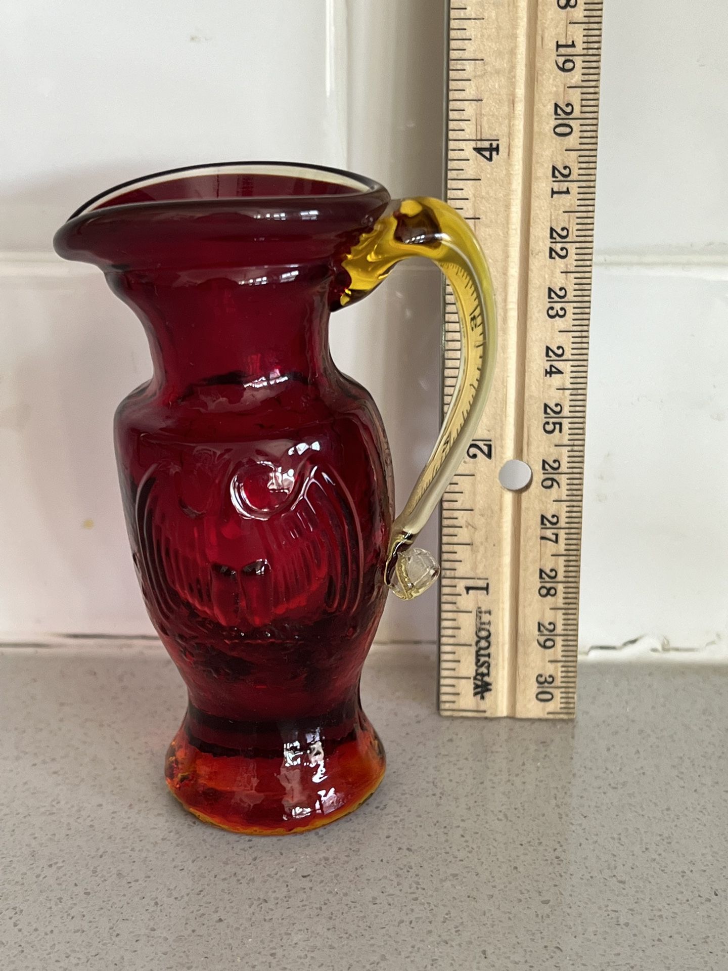 Vintage kanawha Red/amberina Glass Pitcher