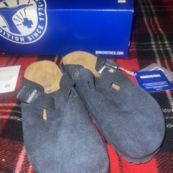 New BIRKENSTOCK Boston Soft Footbed Sandals Narrow, Navy Sz 37