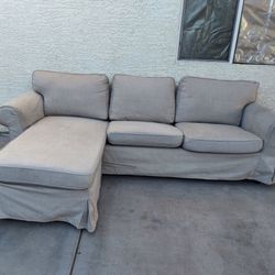 Beige Sectional With Reversible Chaise (WILL DELIVER)