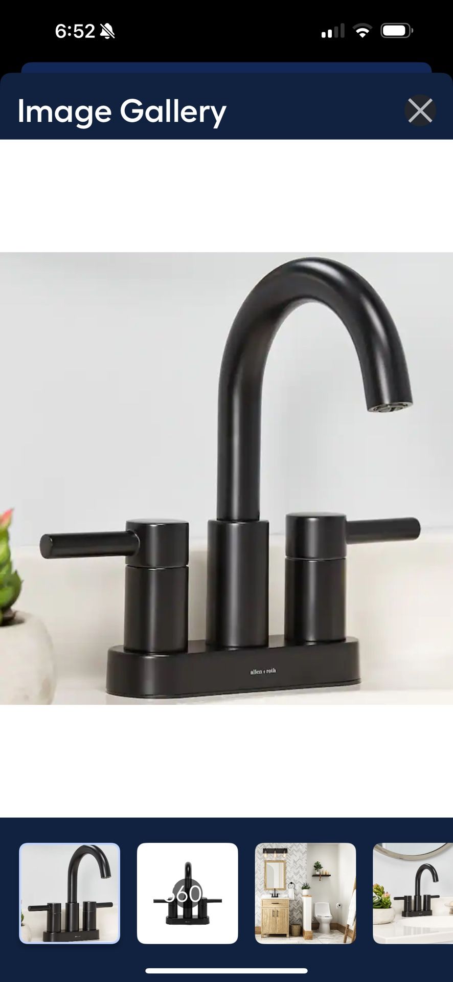 Harlow Matte Black 4-in Centerset Two Handle Water Foucet