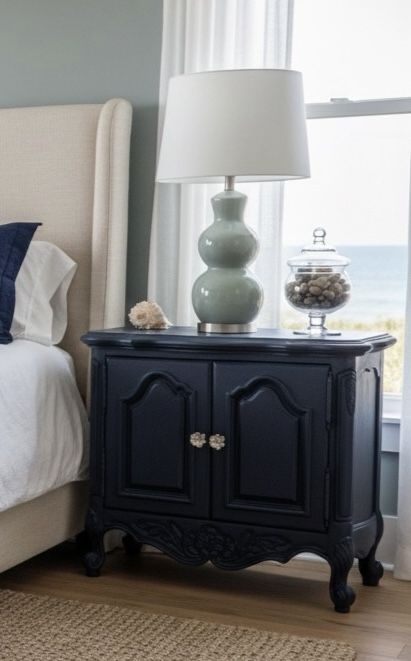 Coastal Elegance - Navy Pair of Oversized Nightstands or End / Side Tables French Prov by Unique