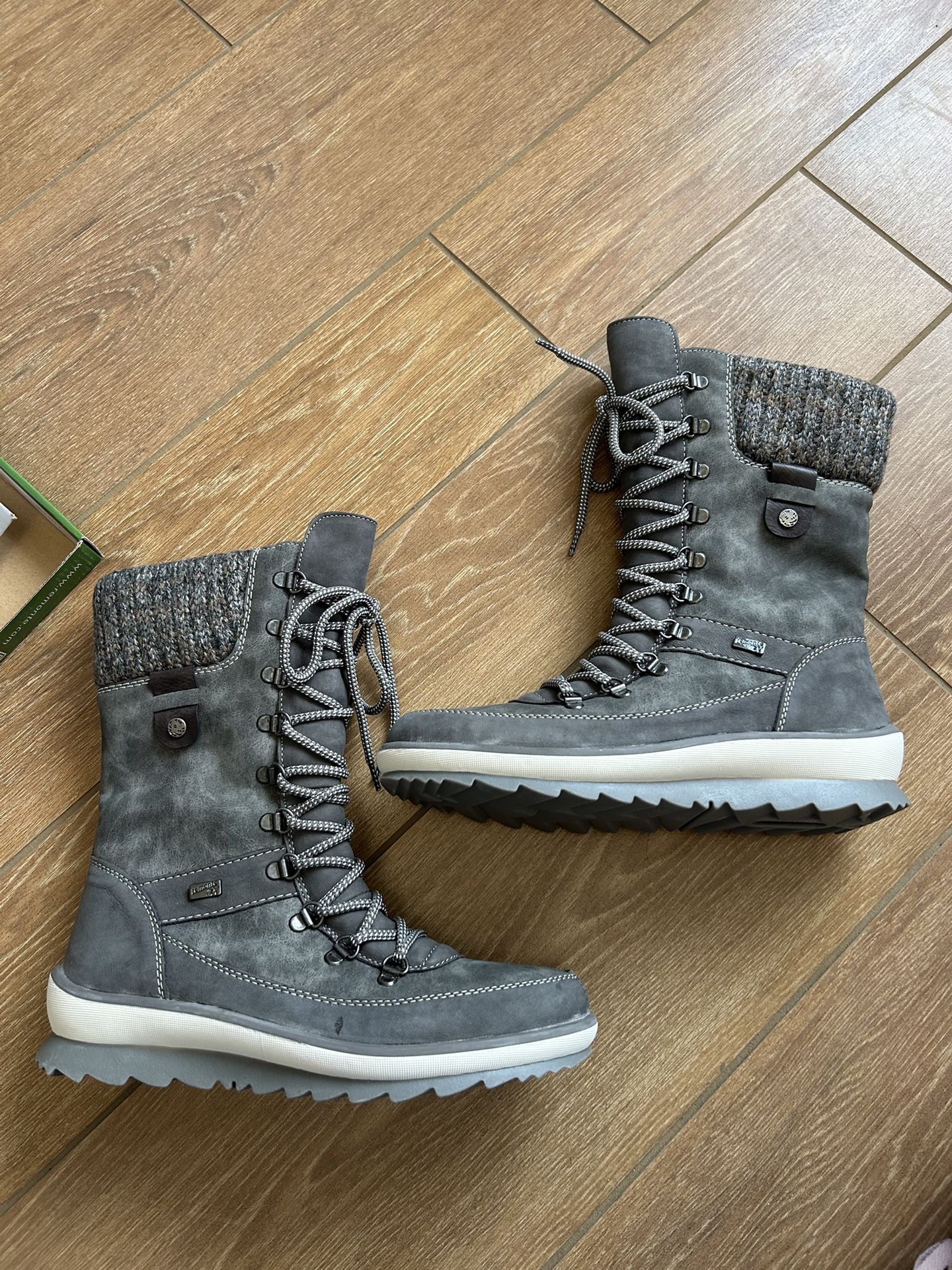 FOOTHILL RANCH- New - Women’s Size 7 Grey Lace Up Snow Winter Boots - Remonte Shoes