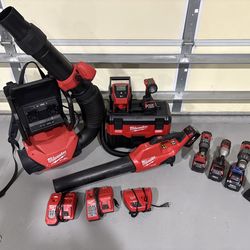 Milwaukee M18 Fuel Lot – Blowers, Vacuum, Drills, Batteries
