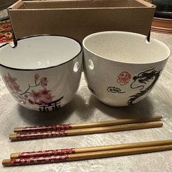 Two Sakura Pastel Noodle Bowl Set