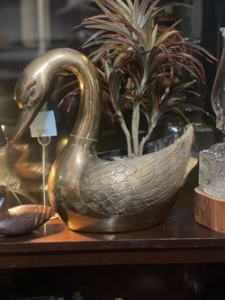Solid Brass Swan planter
