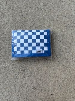 Vans Off The Wall Blue White Checkerboard Canvas Trifold Wallet New Sealed