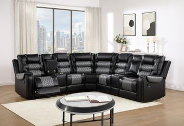 BLACK/GRAY MOTION 3 PC SECTIONAL, SAME DAY DELIVERY IS POSSIBLE OR BEST PRICE OFFER