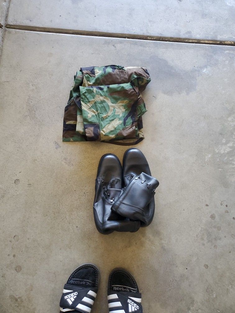 Camo BDU'S And Black Military Boots