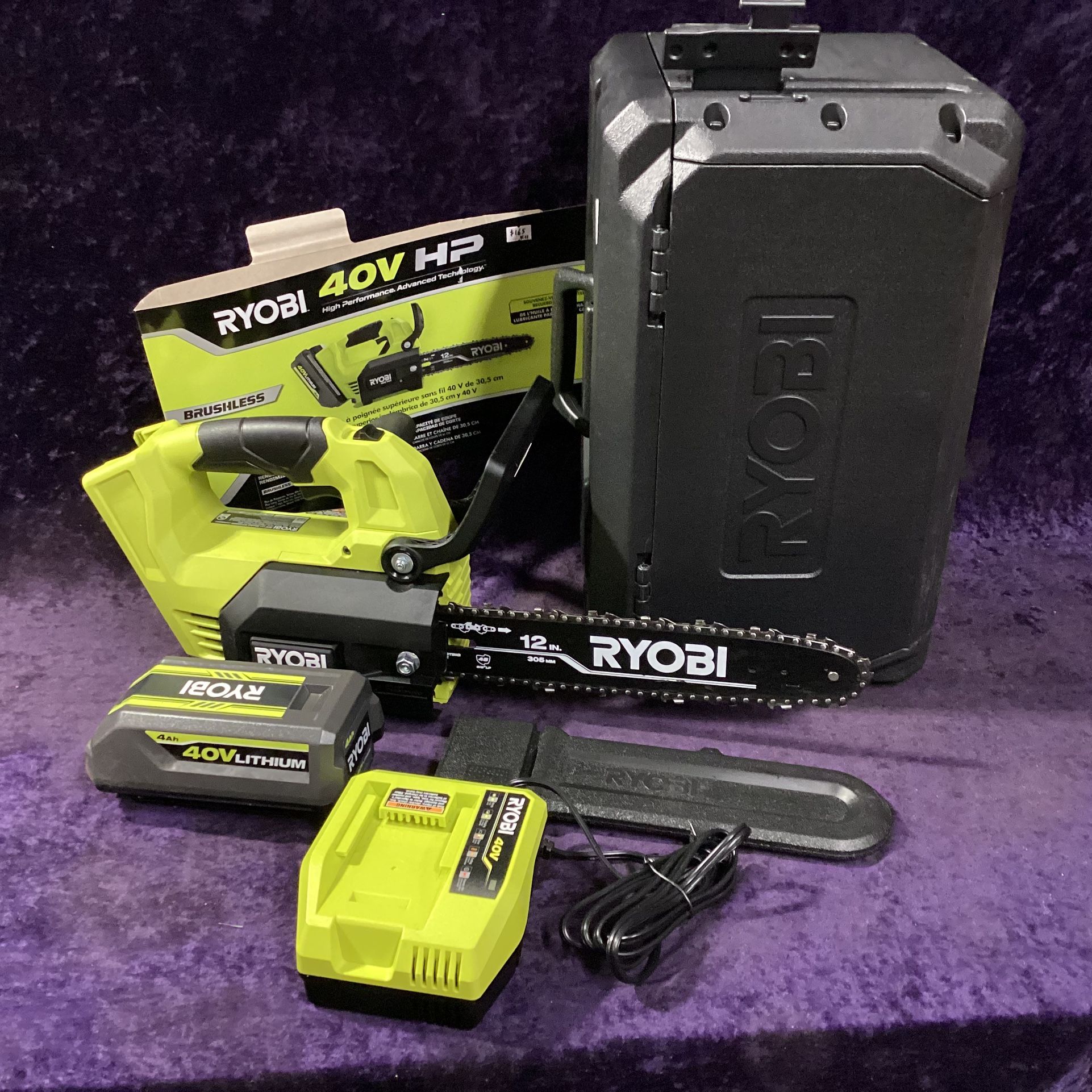 🧰🛠RYOBI 40V HP Brushless 12” Top Handle Battery Chainsaw w/4.0 Battery & Charger/Hard Case-$165!🧰🛠