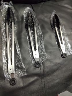3 Piece Locking Tong Set Black Silicone
