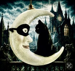 🎃 Rare! Bethany Lowe Halloween Cat on Moon – $175