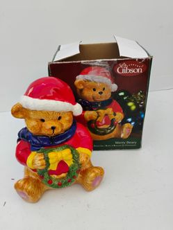 Gibson Everyday " Merry Beary" Ceramic Snack Jar .