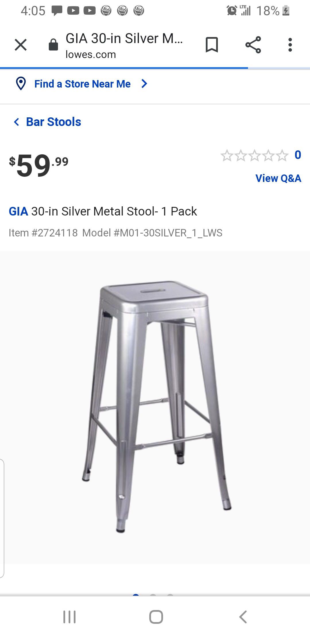 30 in metal stool