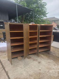 Old but very sturdy and stable shop shelf, roughly 8 feet long, roughly 5 feet tall