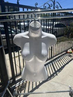 Hanging Human Mannequin Torso Half Body Torso Dress Form for Retail Stores, Women White