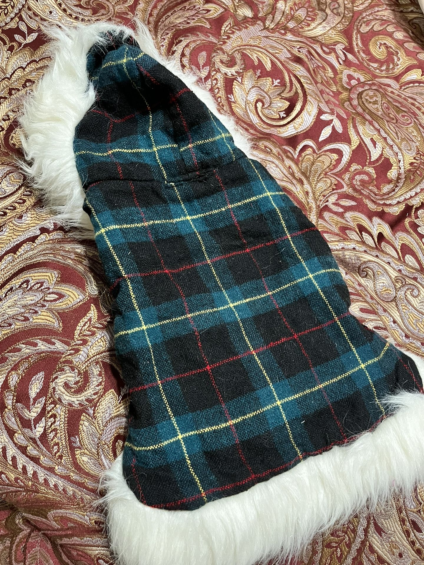 New Size Small Plaid W/Hood Dog Coat