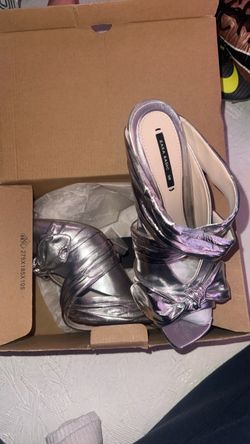 Zara Basic Silver Metallic Heeled Sandals