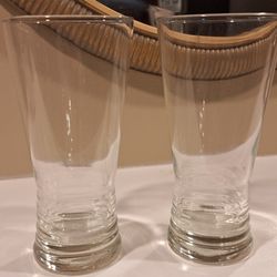 Two (2) Rare Libbey Clear Tapered Ribbed Monclova 16oz Tumblers Glasses - Set of 2
