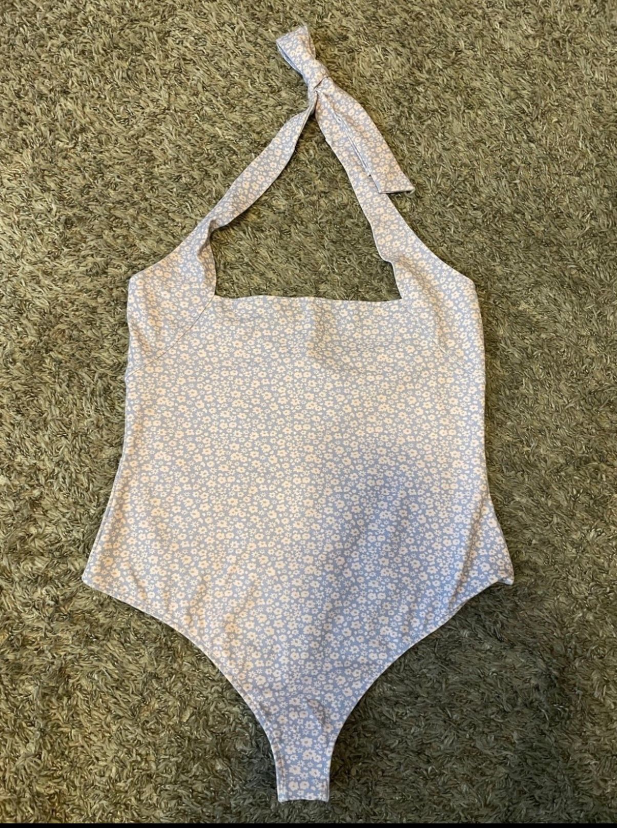 Free People Talk Back Duo Compression Halter Bodysuit $68 Size Large lilac