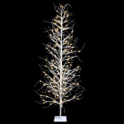 Outdoor Christmas decor twinkling birch tree