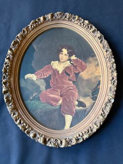 Vintage Master Lambton Oval Framed Print The Red Boy 17” by 14”