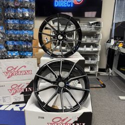 F21x9/R21x10.5"Staggered Vertini Wheels RFS1.2 Gloss Black Tinted Face Tesla S