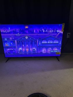 Queen size bed frame with mattress  & 50” tv