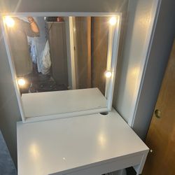 IKEA Vanity With Mirror and Lights