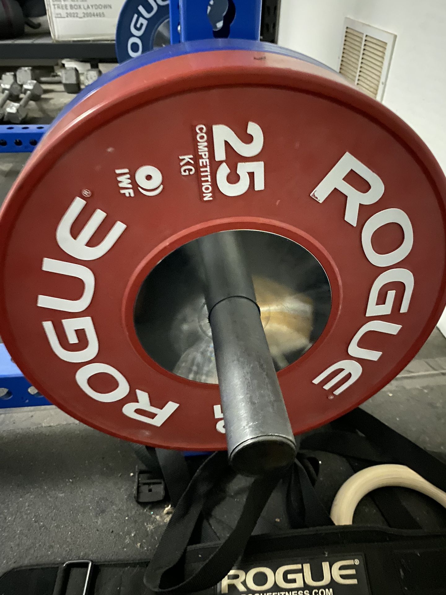 Slightly Used Rogue Fitness Competition Bumper Plates. CrossFit Weight Lifting Home Gym