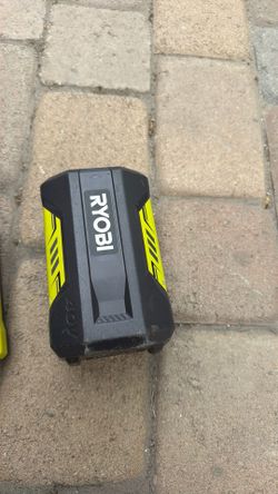 Use Ryobi 40v lithium battery with charger.