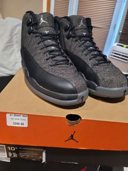 DeadStock Air Jordan 12 Retro ‘Wool’ Black & Gray Sneakers - 10.5