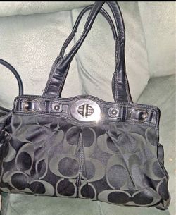 Coach Signature Handbag Black Canvas