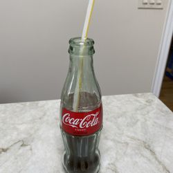 Coca ColaGlass Bottle 8 oz Limited 1/2 Full With Wax &  Plastic StrawCommemorative