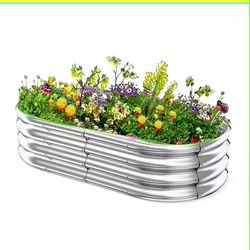 Metal Oval Raised Garden Bed