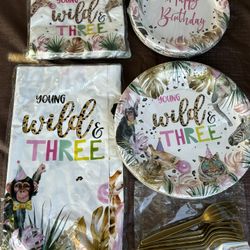 Young wild and THREE birthday decoration set