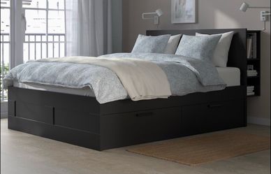 BRIMNES Bed frame with storage no headboard