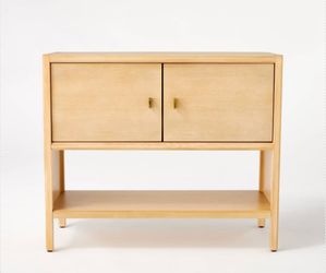 Sandpoint 2 Door Cabinet Natural - ThresholdTM designed with Studio McGee: Brass-Finish Handles,