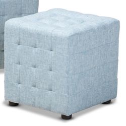 Fabric Upholstered Tufted Cube Ottoman