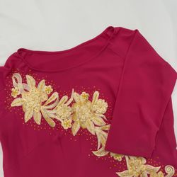 Red and gold embroidered half sleeve Ao Dai | Vietnamese traditional dress | Lunar New Year
