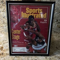 Framed Autographed Hand Signed May 17, 1993, issue of Sports Illustrated magazine featuring Hakeem "The Dream" Olajuwon of the Houston Rockets  
