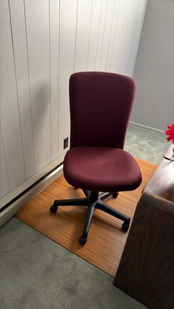 Burgundy Fabric Office Chair with Wheels