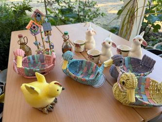 Cute Spring & Easter Decor Bundle - Duck Baskets, Bunny Candle Holders & More!