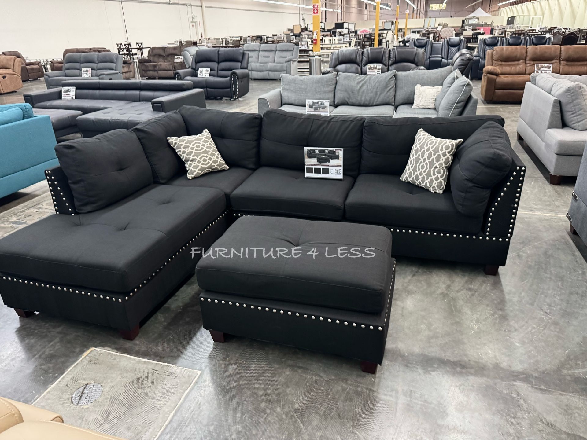 New Black Sectional