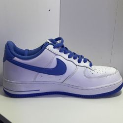 Nike Air Force 1 White Blue Leather Low Top Men's Sneakers