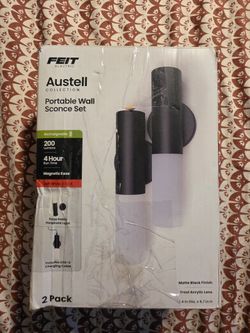 Matte Black Rechargeable Battery-Powered Portable Integrated LED Wall Sconce Set (2 Pack)