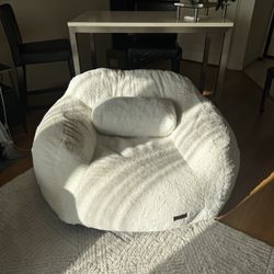 Giant Boucle Bean Bag Chair with Pillow