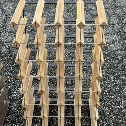 32 BOTTLE WOOD AND METAL WINE RACK